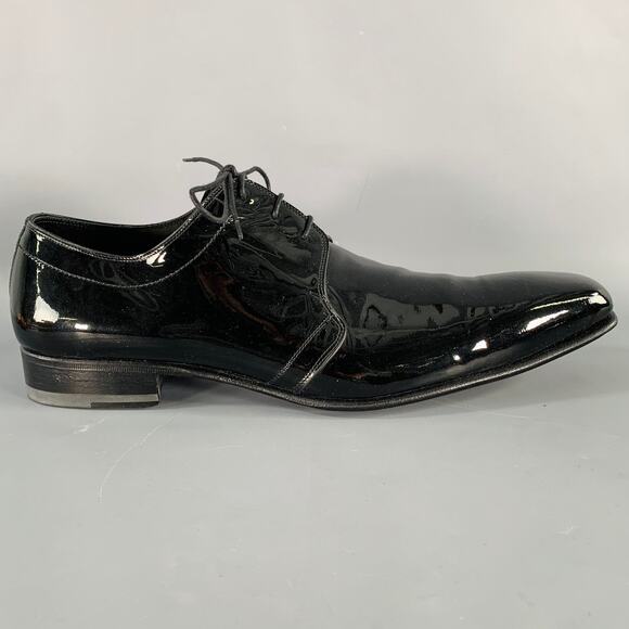 CALZOLERIA HARRIS Size 12 Black Patent Leather Lace-Up Shoes main image 4